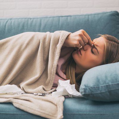 Woman having fever