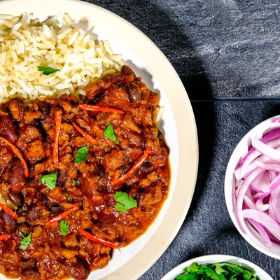 Vegetarian Soya Mince Chilli Con Carne and Rice