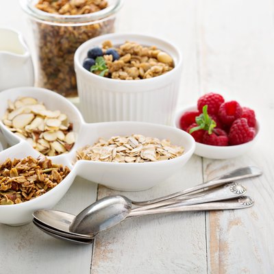 Breakfast items on the table with a lot of fiber