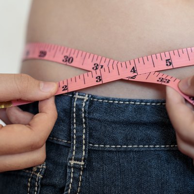 Measuring waist close up