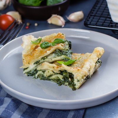 Homemade spinach and ricotta lasagna.