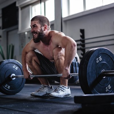 Bodybuilder exercising
