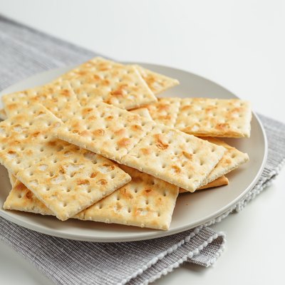 Snack plate of crackers closeup on the table