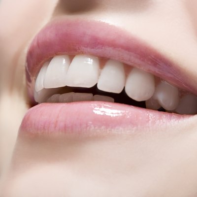 Woman wearing lip gloss