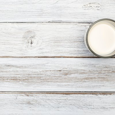 Directly Above Shot Of Milk Glass On Table