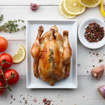 Roasted chicken with herbs and spices for holiday dinner