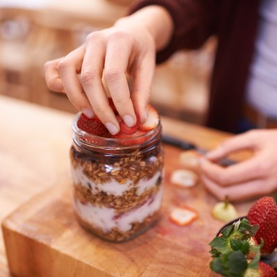 Breakfast meal prep with yogurt granola and fruit