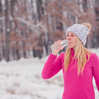 Women exercise at winter