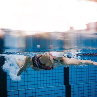 Female swimmer training in the swimming pool