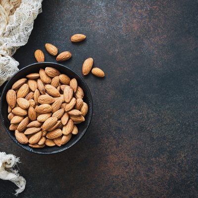 Raw almonds in bowl