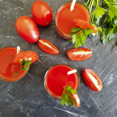 tomato juice in a glass parsley