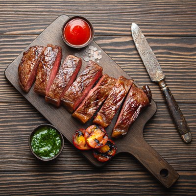 Grilled marbled meat steak