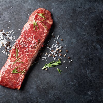 Raw striploin steak