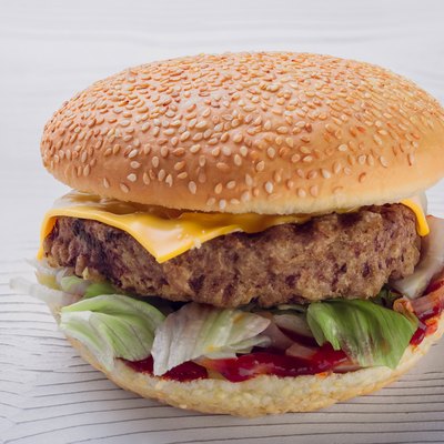 fresh tasty burger on white background