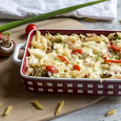 Pasta bake in baking dish