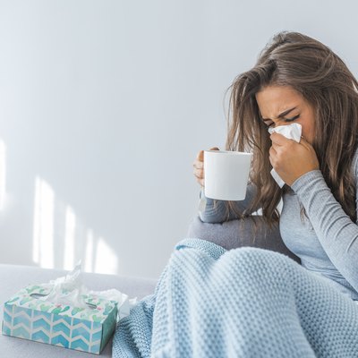 Portrait Of Ill Woman Caught Cold