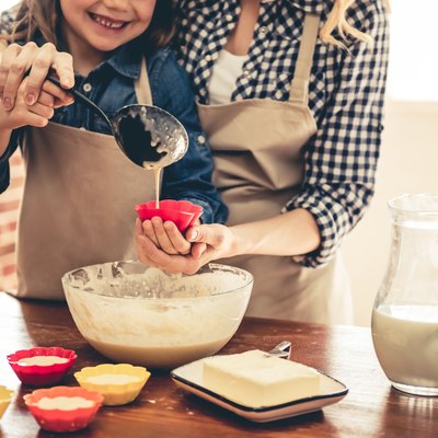 Mom and daughter baking with vegan buttermilk