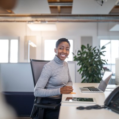 Female professional working at her desk