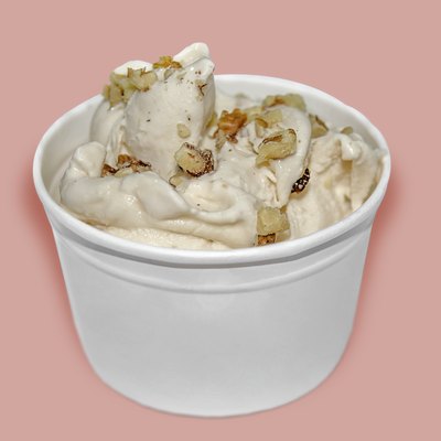 Low-carb ice cream with nuts in a cup