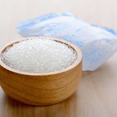Silica gel in wood bowl