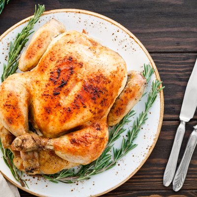 Meat On Serving Plate On Table