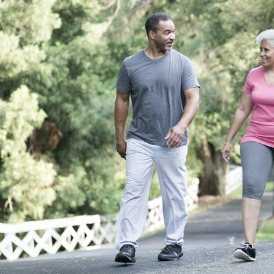 Couple Walking for Exercise Around Their Neighborhood