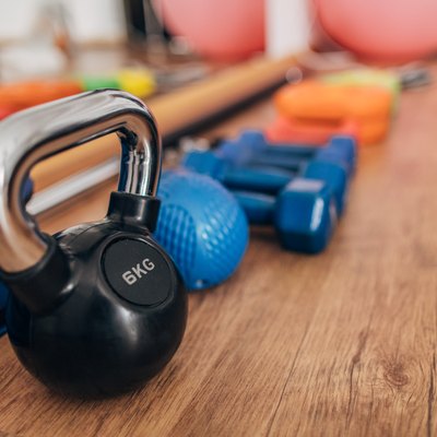 kettlebell and dumbbells for at-home workout