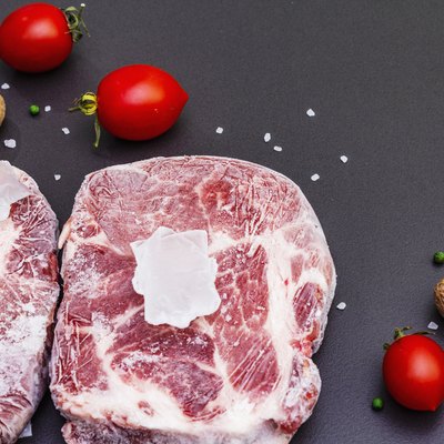 Frozen raw pork steak
