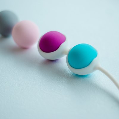 Color Kegel balls, Geisha balls in white background