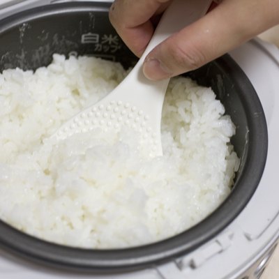 White rice in an electric cooker.