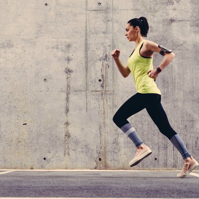 Young athlete jogging outside