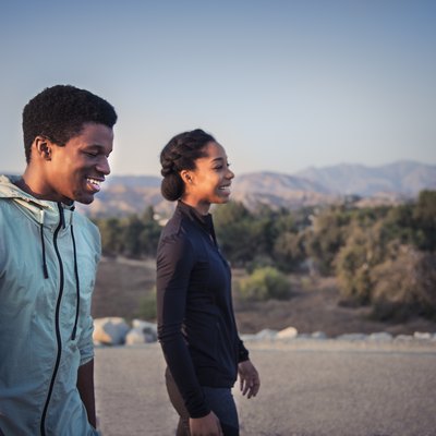 Couple enjoying a walk at dusk