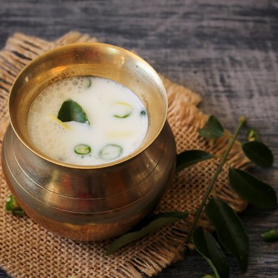 Spiced buttermilk, selective focus