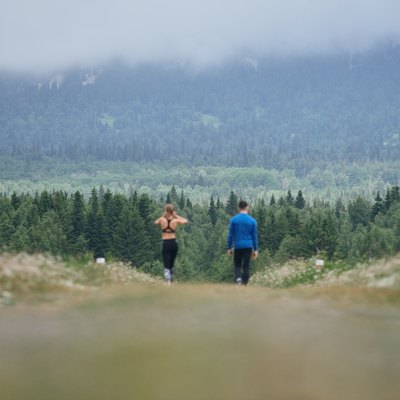 Man and woman jogging together outdoor
