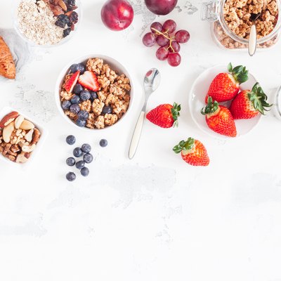Healthy breakfast with with oatmeal protein shake