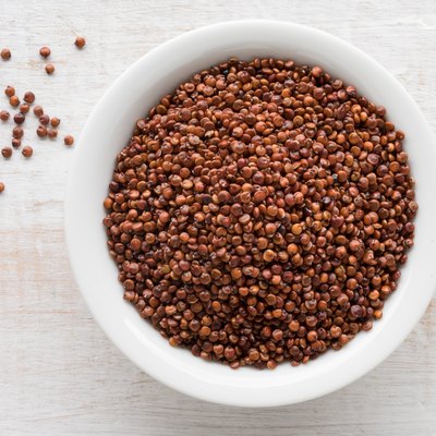 Close-Up Of Quinoa Seeds In Bowl On Table