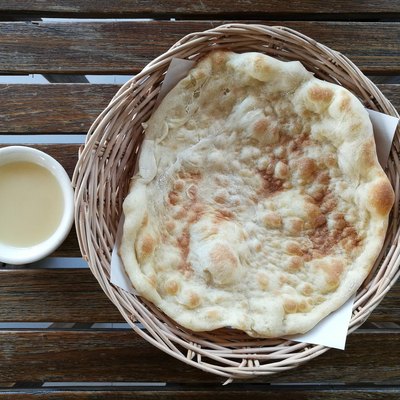Directly Above Shot Of Roti In Basket On Table