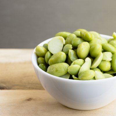 Edamame beans, which contain natural estrogen, in a small bowl