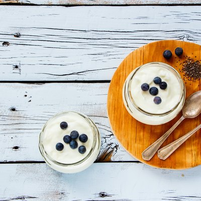 Mason jars of yogurt