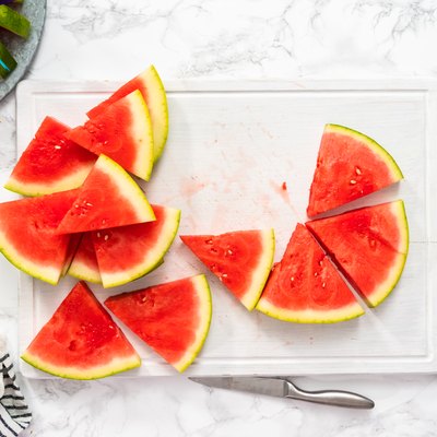 Red seedless watermelon slice popsicles for kids.