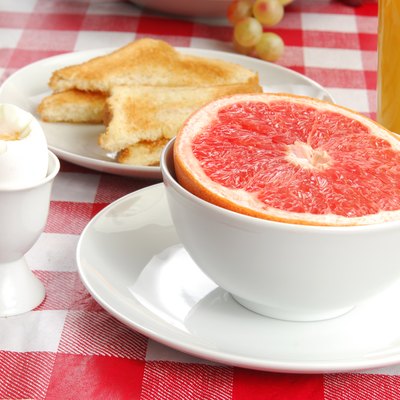 Grapefruit, toast and a soft boiled egg