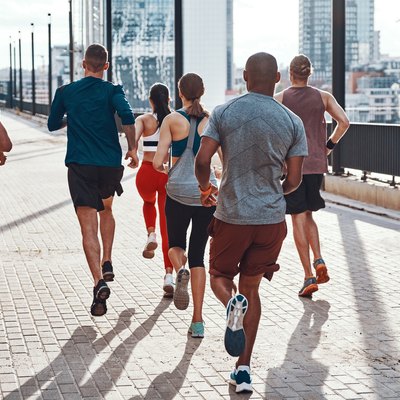 Rear view of people in sports clothing