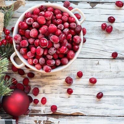 Frozen Cranberries in a Bowl