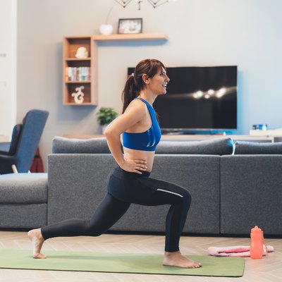 Woman exercising at home