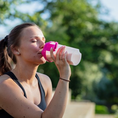Woman drinking protein shake