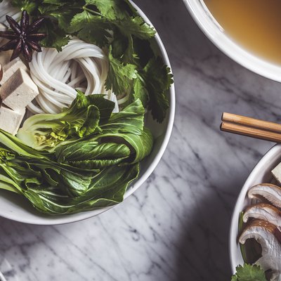 Pho Soup Bowls Being Prepared