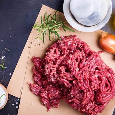 Organic homemade minced meat on craft paper