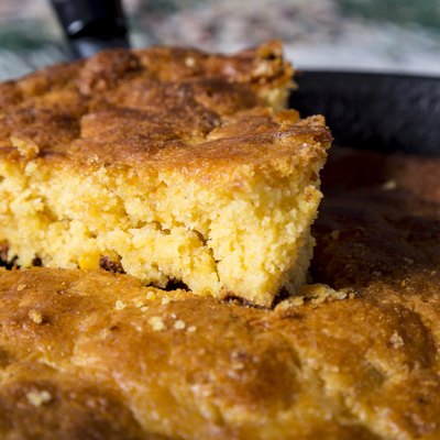Corn recipes corn bread in cast-iron pan