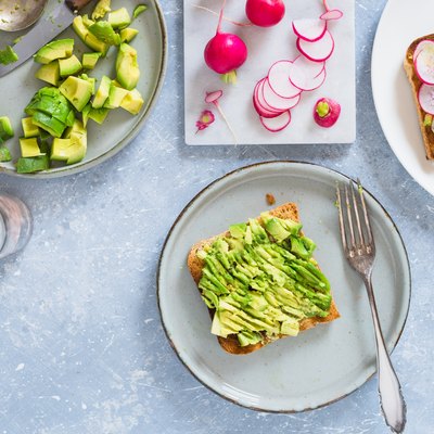 Smashed avocado on whole grain toast