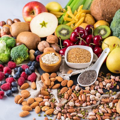 Selection of healthy rich fiber sources vegan food for cooking